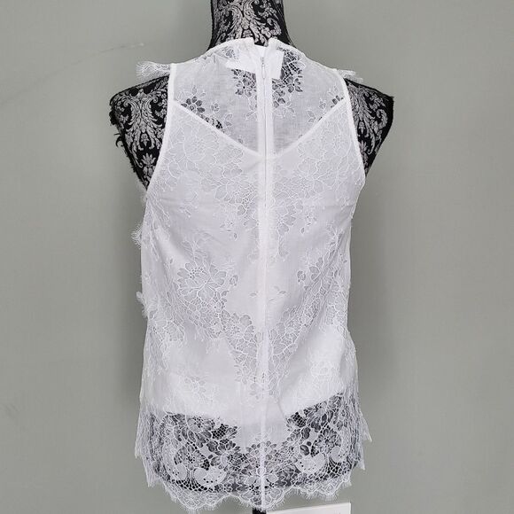 Carven Lace Tank Top-WHITE-36 - Picture 4 of 6